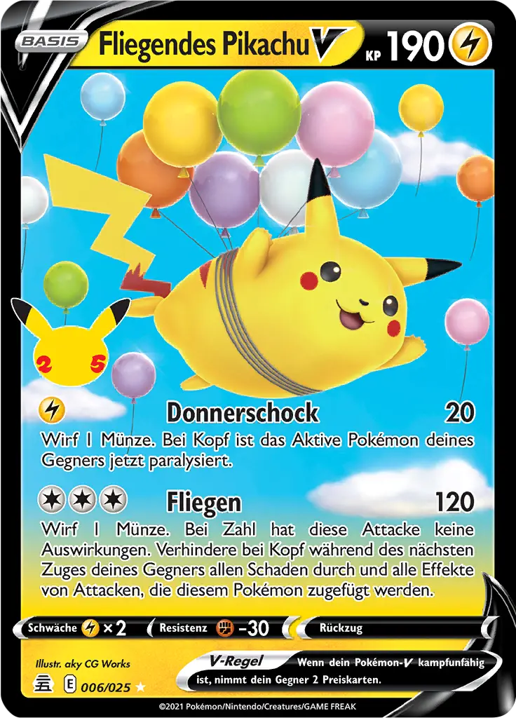 Fliegendes Pikachu V 006/025 - Pokémon Celebrations Karte (DEU)