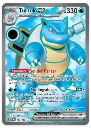 Turtok ex 184/165 - Pokémon 151 Karte (DEU)