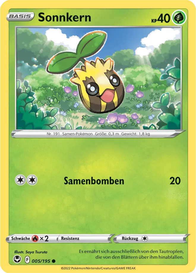 Sonnkern 005/195 - Pokémon Silberne Sturmwinde Karte (DEU)