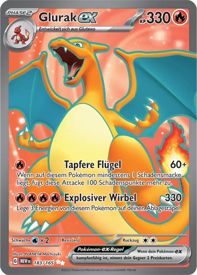Glurak -ex 183/165 - Pokémon 151 (DEU)
