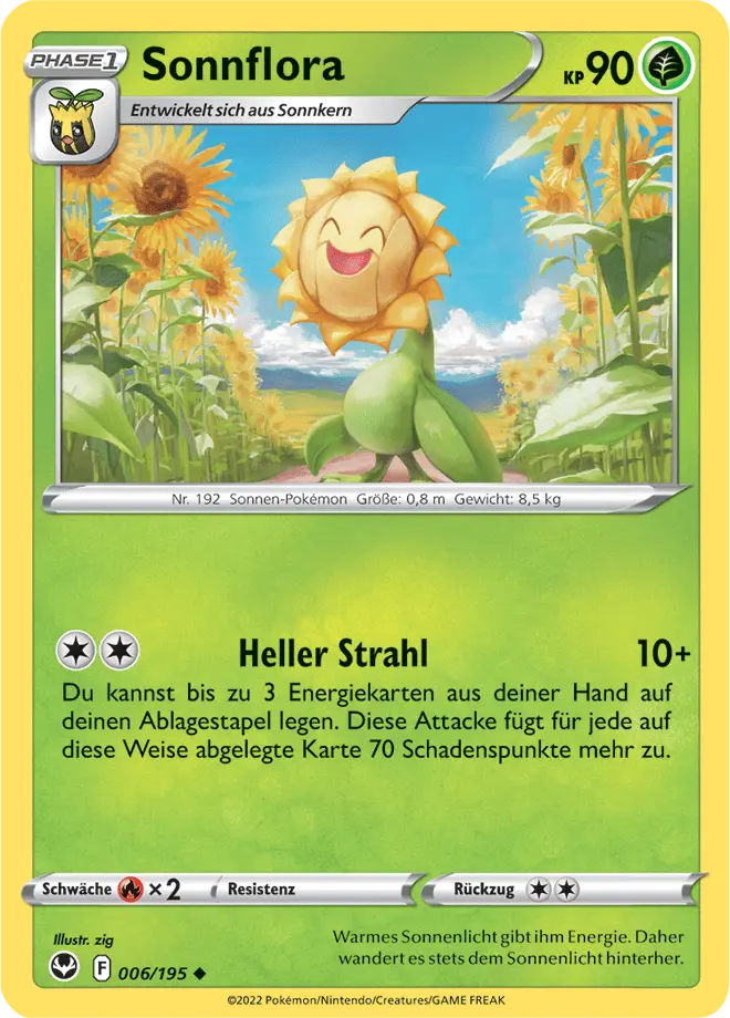 Sonnflora 006/195 - Pokémon Silberne Sturmwinde Karte (DEU)
