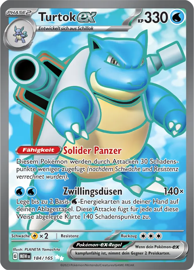Turtok ex 184/165 - Pokémon 151 Karte (DEU)