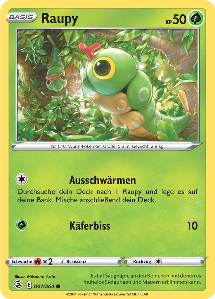 Raupy 001/264 - Pokémon Fusionsangriff Karte (DEU)
