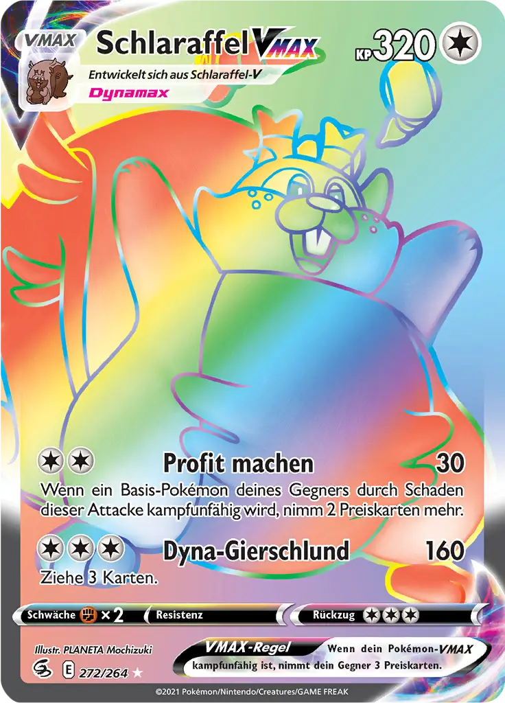 Schlaraffel -VMAX 272/264 - Pokémon Fusionsangriff Karte (DEU)
