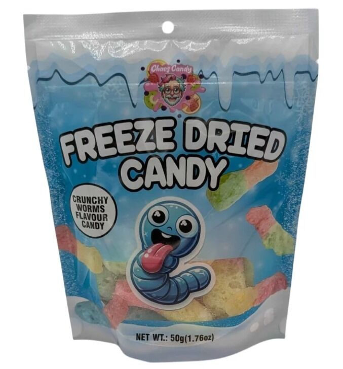 Chaos Candy - Crunchy Sour Worms - Freeze Dried Candy - 50g