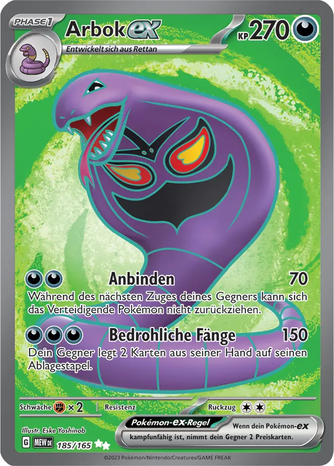 Arbok -ex 185/165 - Pokémon 151 (DEU)