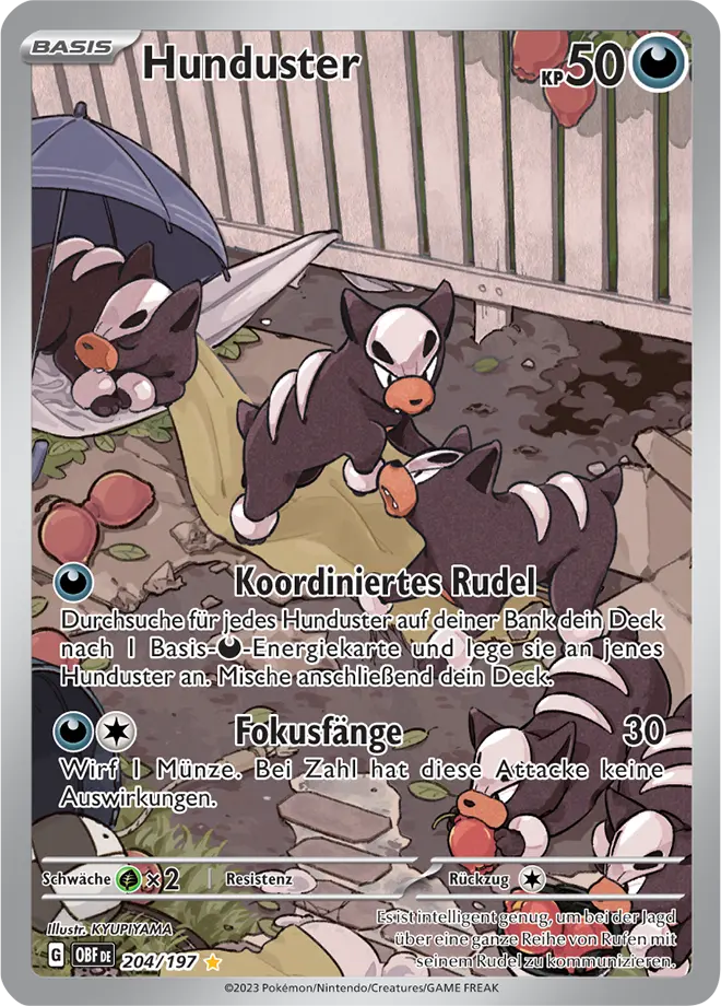 Hunduster 204/197 - Pokémon Obsidianflammen (DEU)