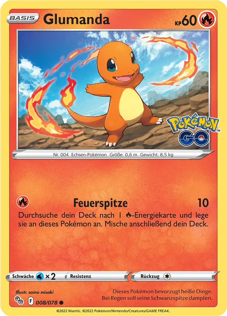 Glumanda 008/078 - Pokémon GO Karte (DEU)