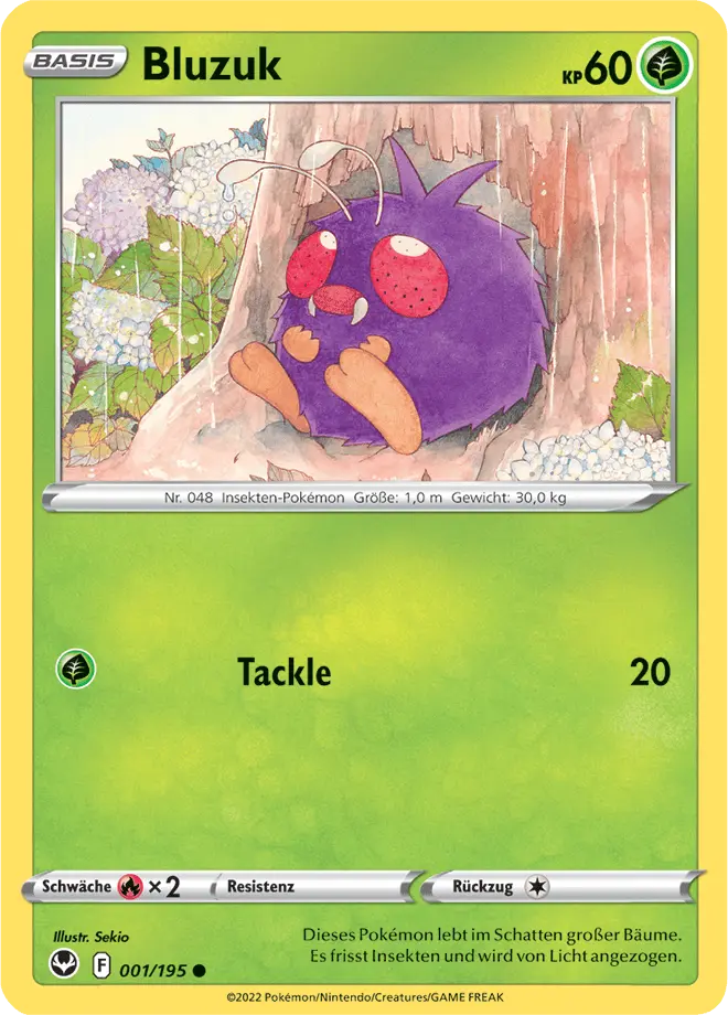 Bluzuk 001/195 - Pokémon Silberne Sturmwinde Karte (DEU)